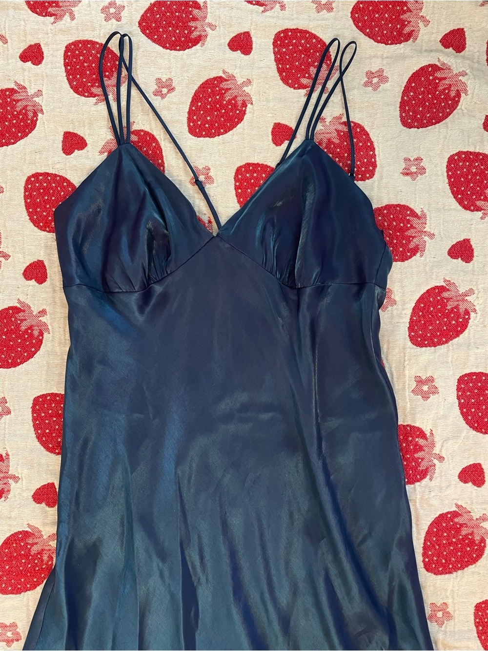 wild fable Iridescent Blue Maxi Slip Dress with Adjustable Straps - Picture 6 of 11